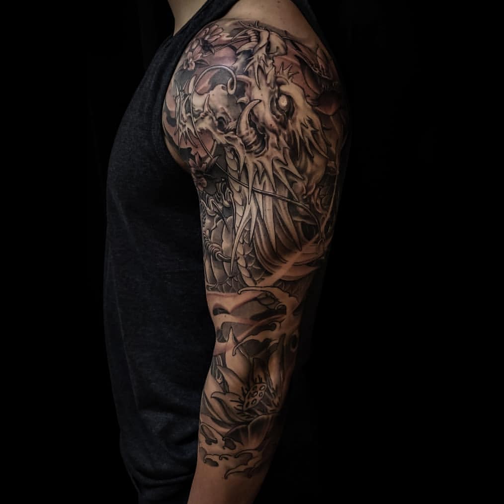 arm tattoos for men bottom half sleeves