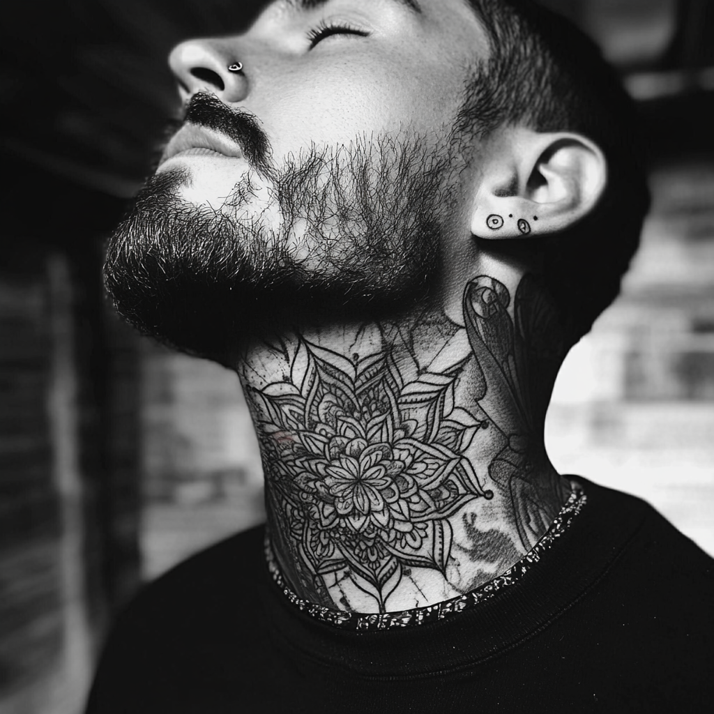 Black and Gray Neck Tattoos: Timeless & Elegant
