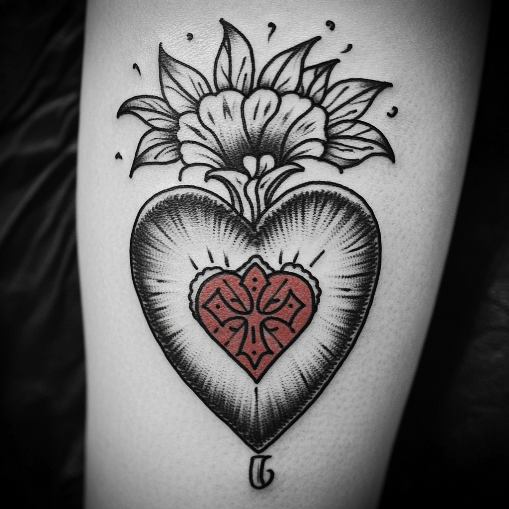 Old School Sacred Heart tattoos Chronic Ink