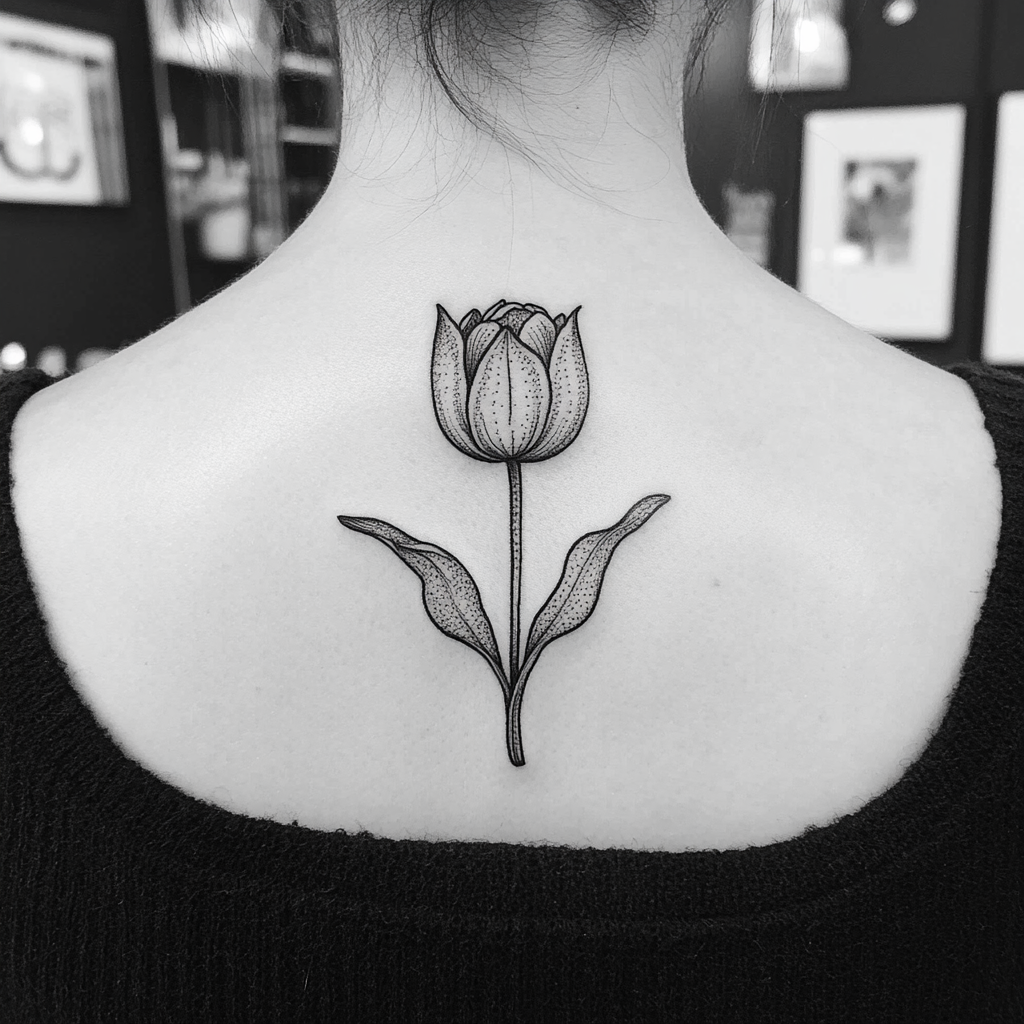 Black and White Tulip Tattoos: Elegant & Timeless