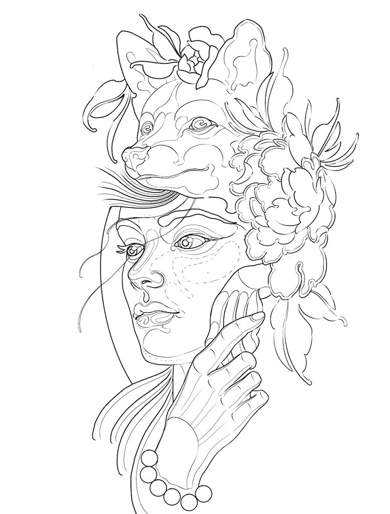 Fox and Woman Chronic Ink