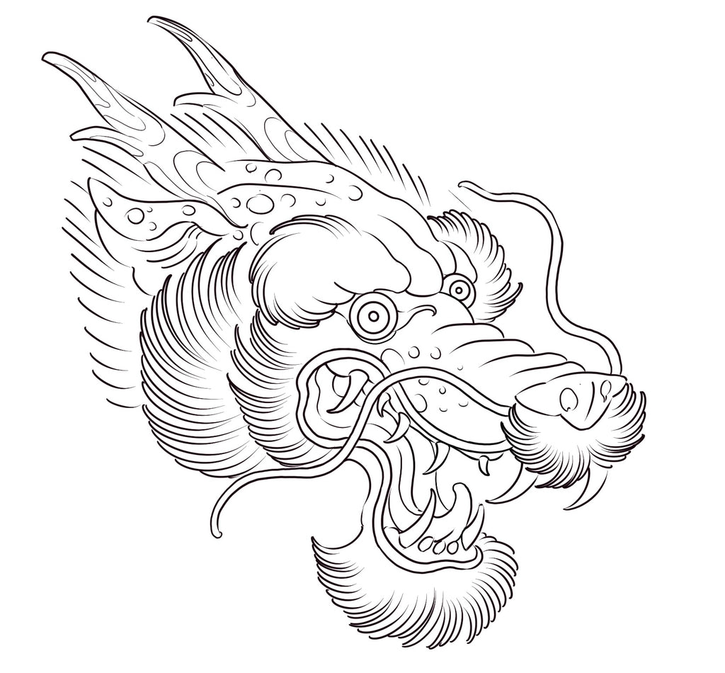 Chinese Dragon Head Tattoo Flash