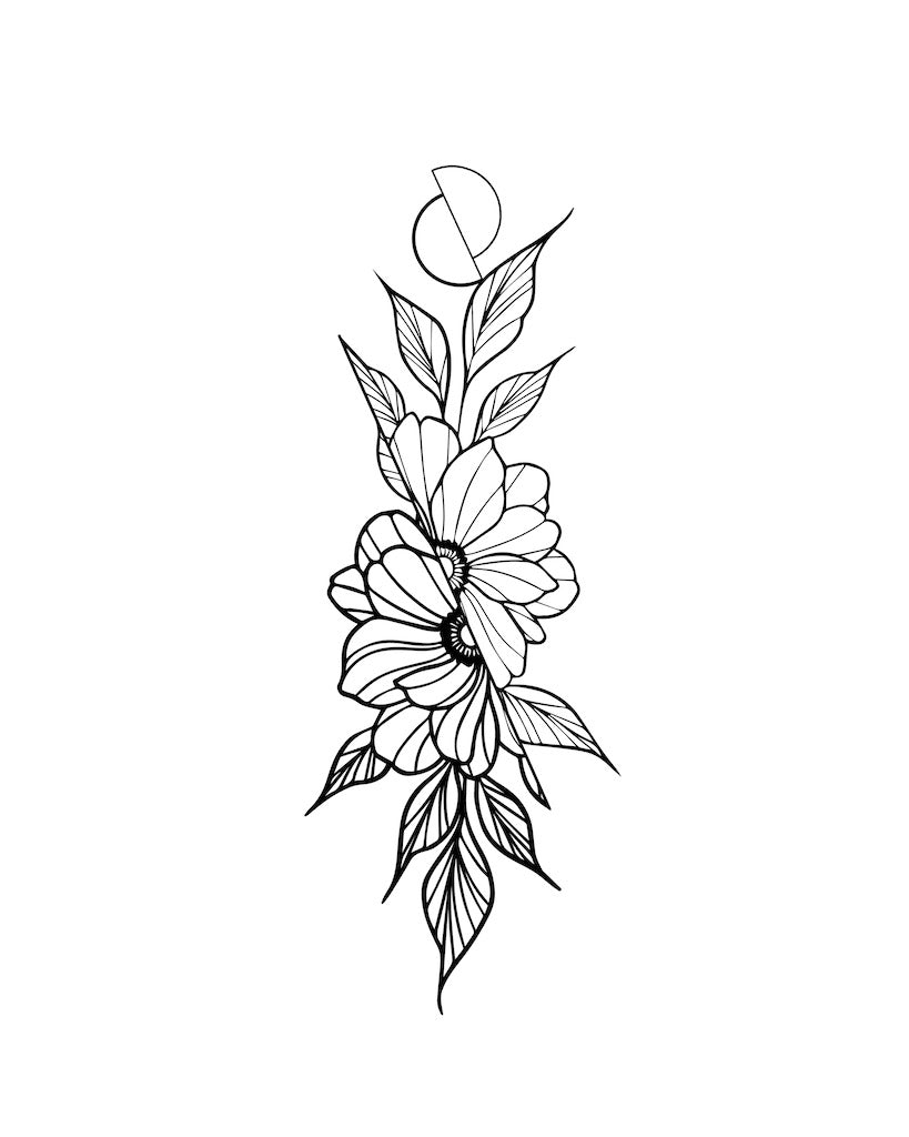 Vertical Floral 5 Chronic Ink