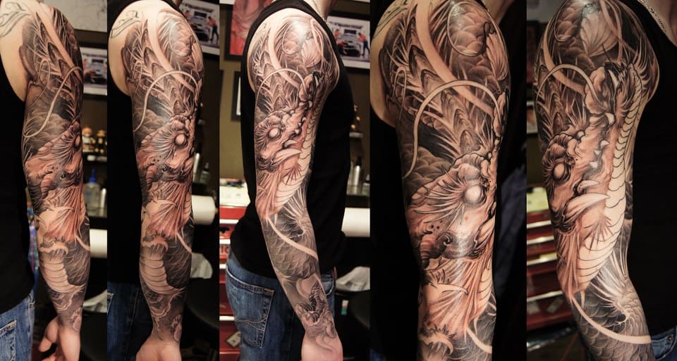 Black Work Tattoo Sleeve by Steve Ma Ching TattooNOW