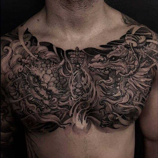 Asian Style Chest Tattoo