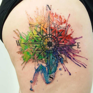 Compass Watercolour Tattoo