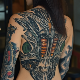 Biomechanical Bolt Tattoos