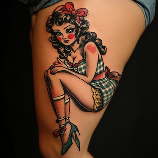Old School Pin-up Girl Tattoos
