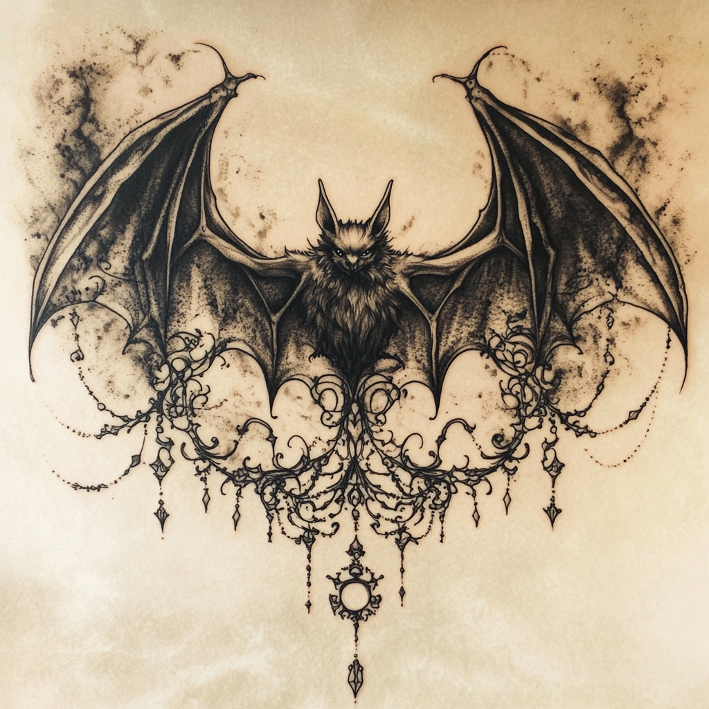 Gothic bat tattoo - Bronctattooaus.com