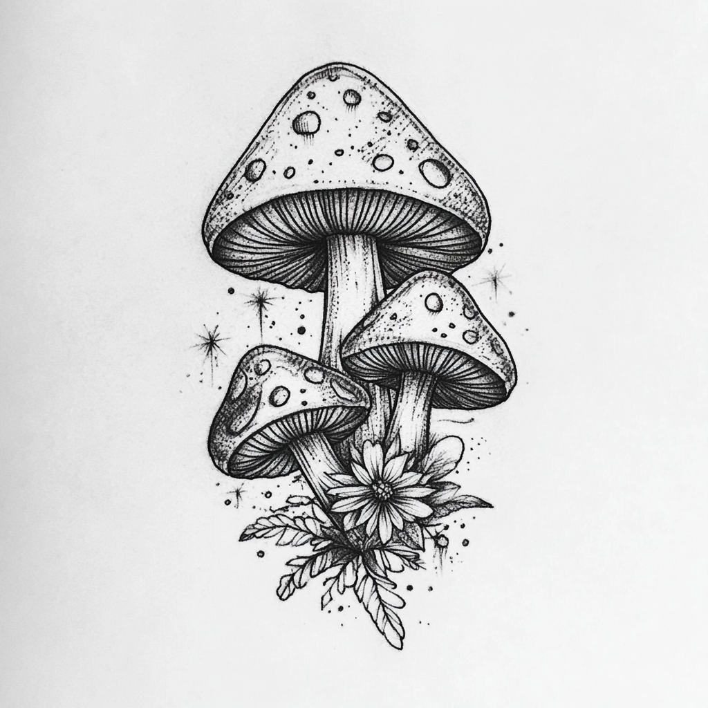 Trippy mushroom tattoos | Orangetattooshop.com