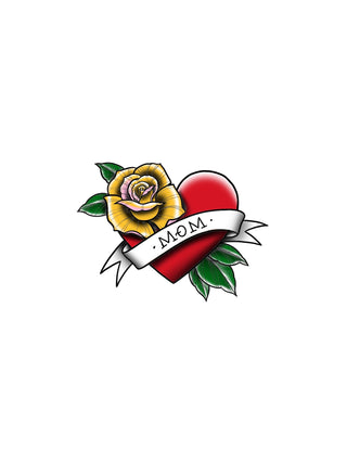Traditional Rose and Heart with Banner