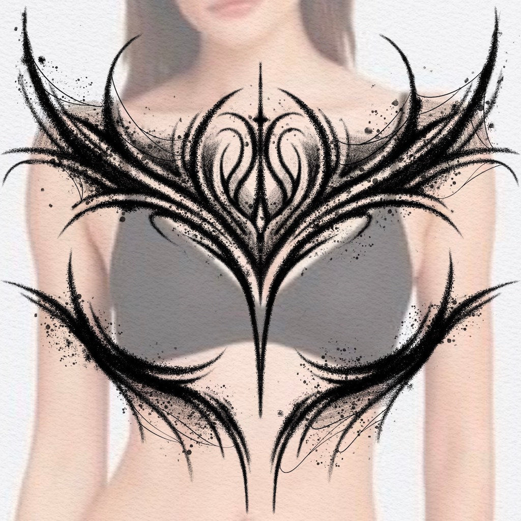 Dark lettering neck tattoo | Orangetattooshop.com