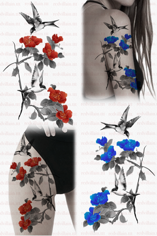 Swallows Among Oriental Blooms