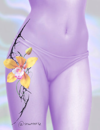 Yellow Orchid w/ Cyber Tribal