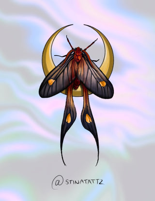 Brown Moth w/ Crescent Moon