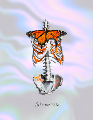 Monarch Melting onto Skeleton
