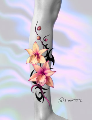 Tribal Peach Orchid Stars