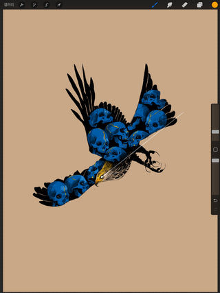 Hawk with Blue Skulls