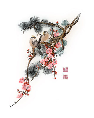 Two Birds on a Blossoming Branch