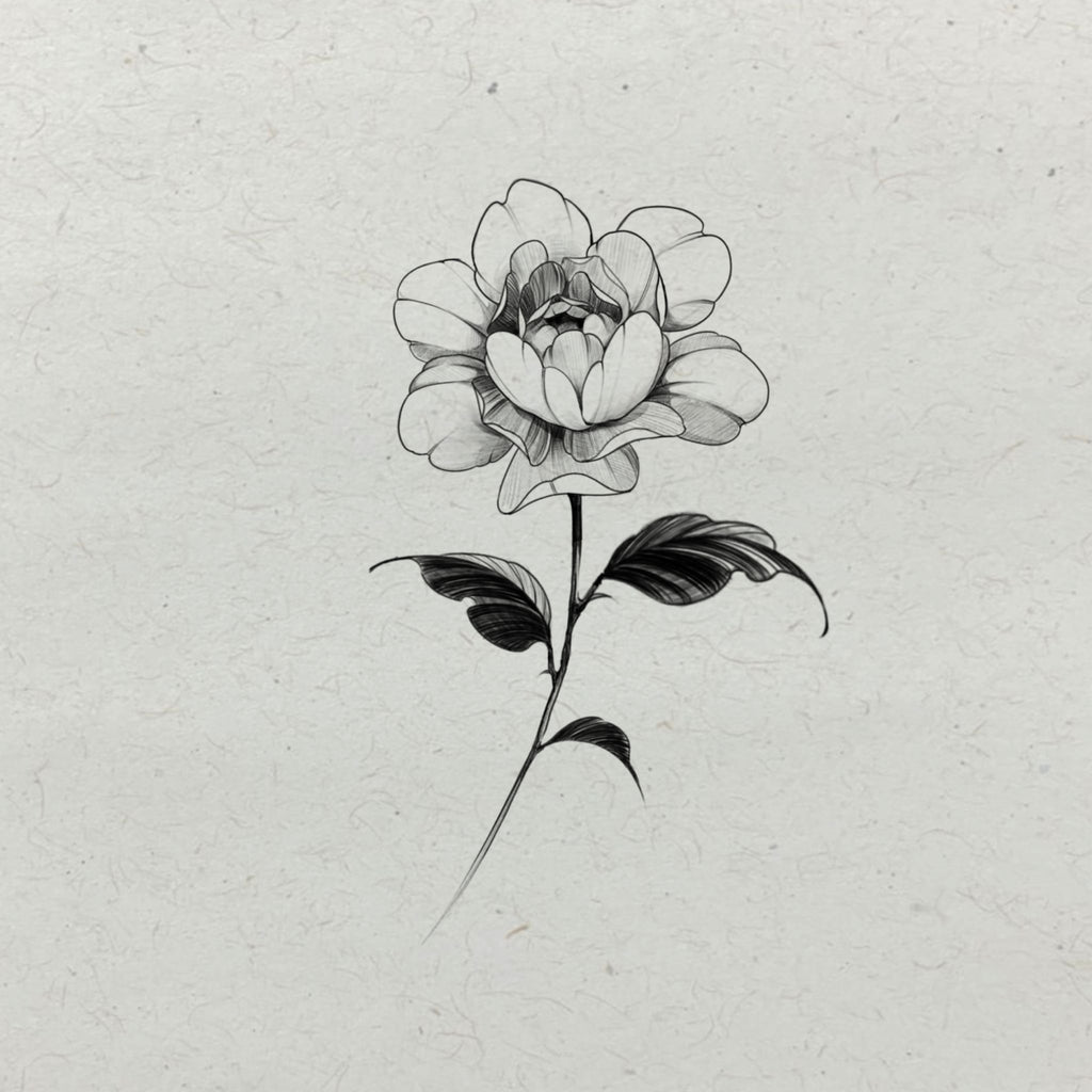 Peony Linework Tattoos