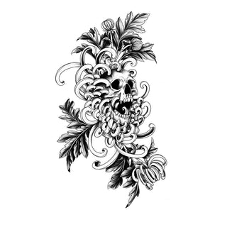 Skull with Chrysanthemum