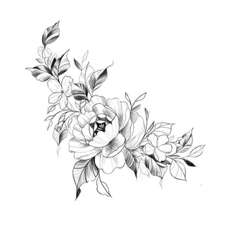 Peony with leaves