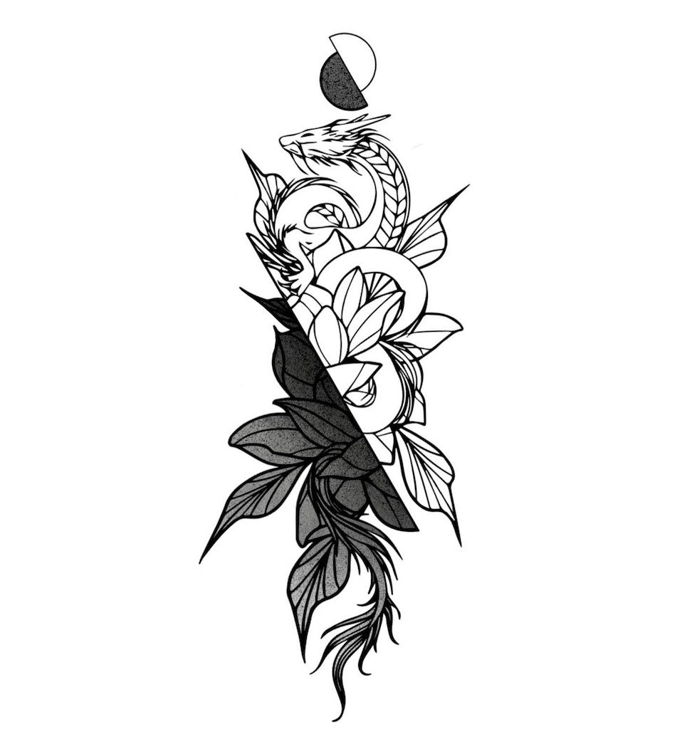 Dragon and Flower Chronic Ink