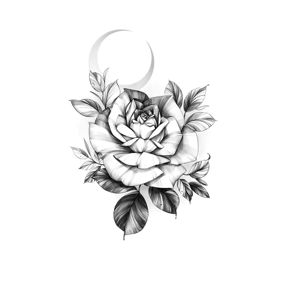 Rose with Moon Chronic Ink