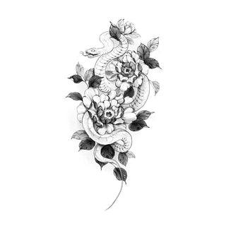 White Snake with Peonies