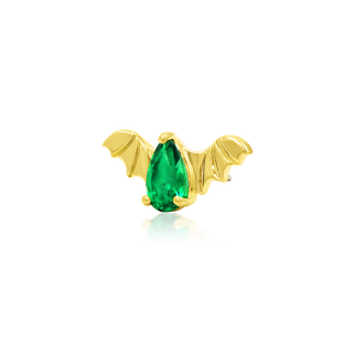 Bat with Emerald CZ in 14k Gold by Junipurr