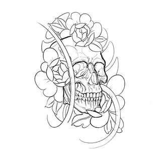 Skull with Peonies